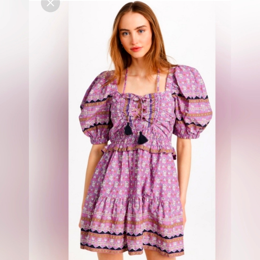 Perry Puff-Sleeve Mini Dress